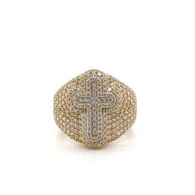 14K Gold Cross Ring W/ CZ