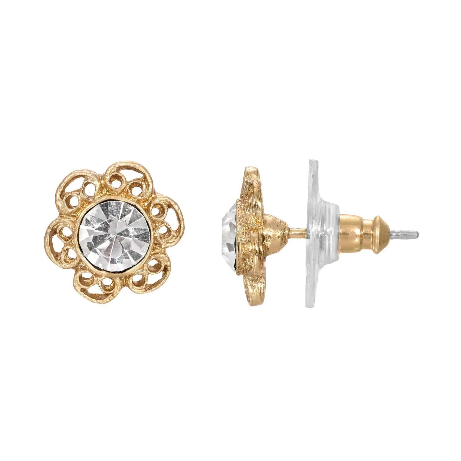 1928 Jewelry Petite Crystal Accent Flower Stud Earrings