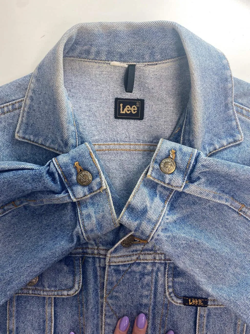 90s vintage customised Lee denim jacket with horseshoe graphic – Large