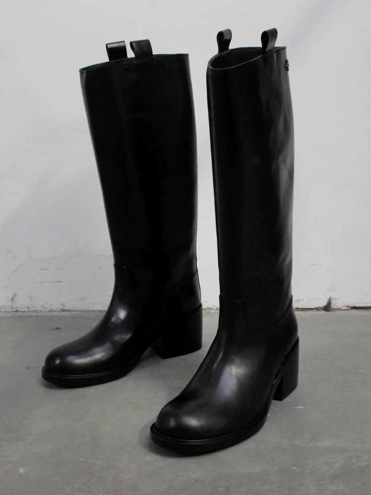 A.F. Vandevorst Black Beauty classic riding boots with brown diamond cross (39) — pair 9/12