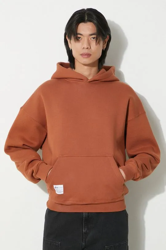 Alpha Industries sweatshirt Logo BP Hoody men's brown color 146336