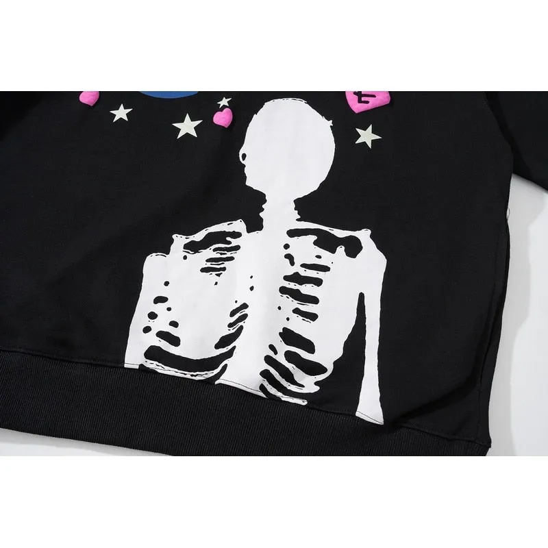 Amour Worldwide Skeleton Print Cotton Hoodie