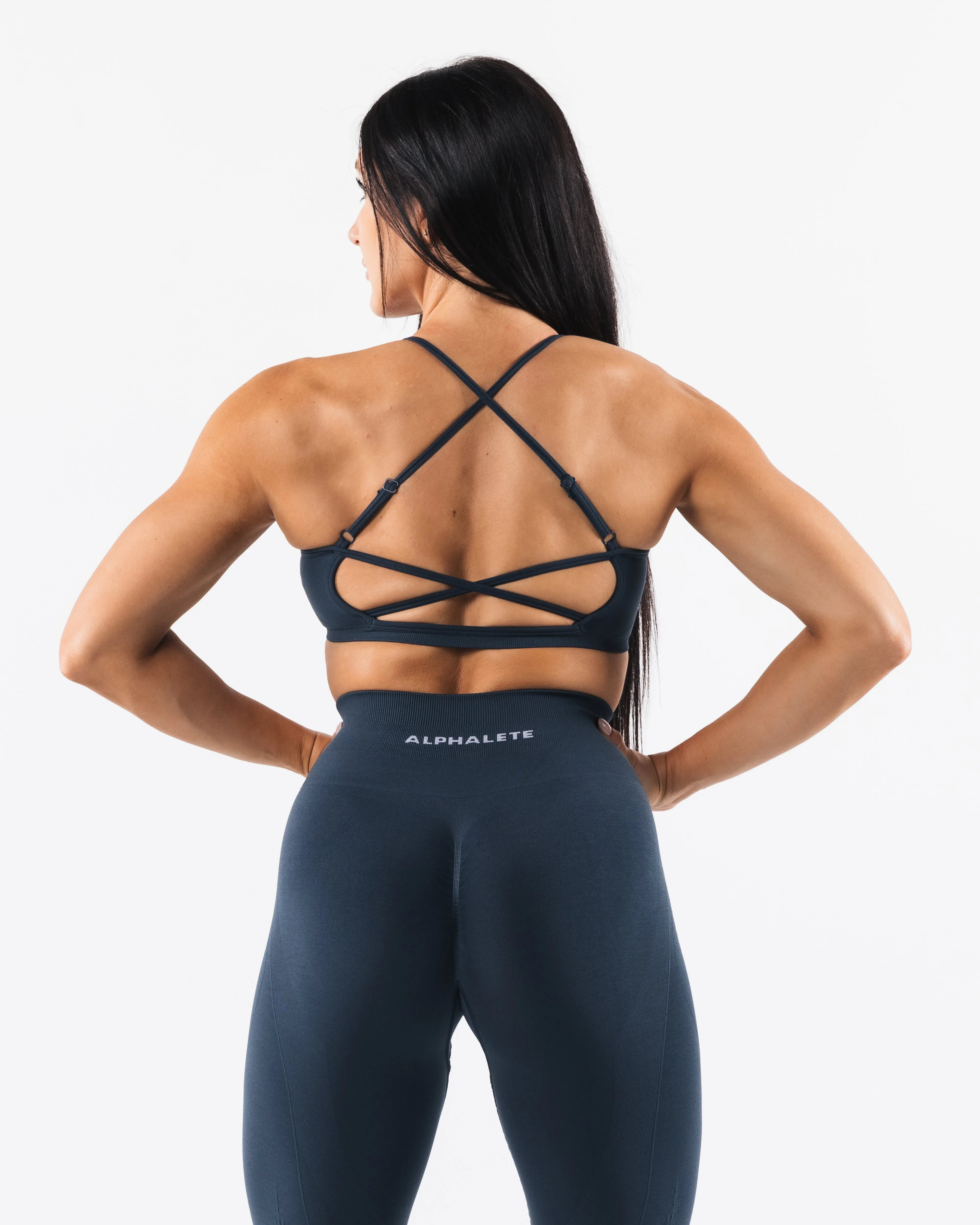 Amplify Back Cross Bra - Trusted Blue