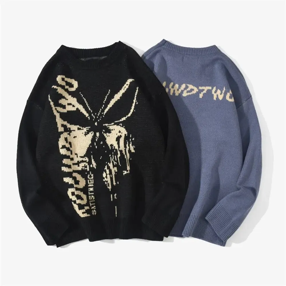 Butterfly Print Goth Sweater