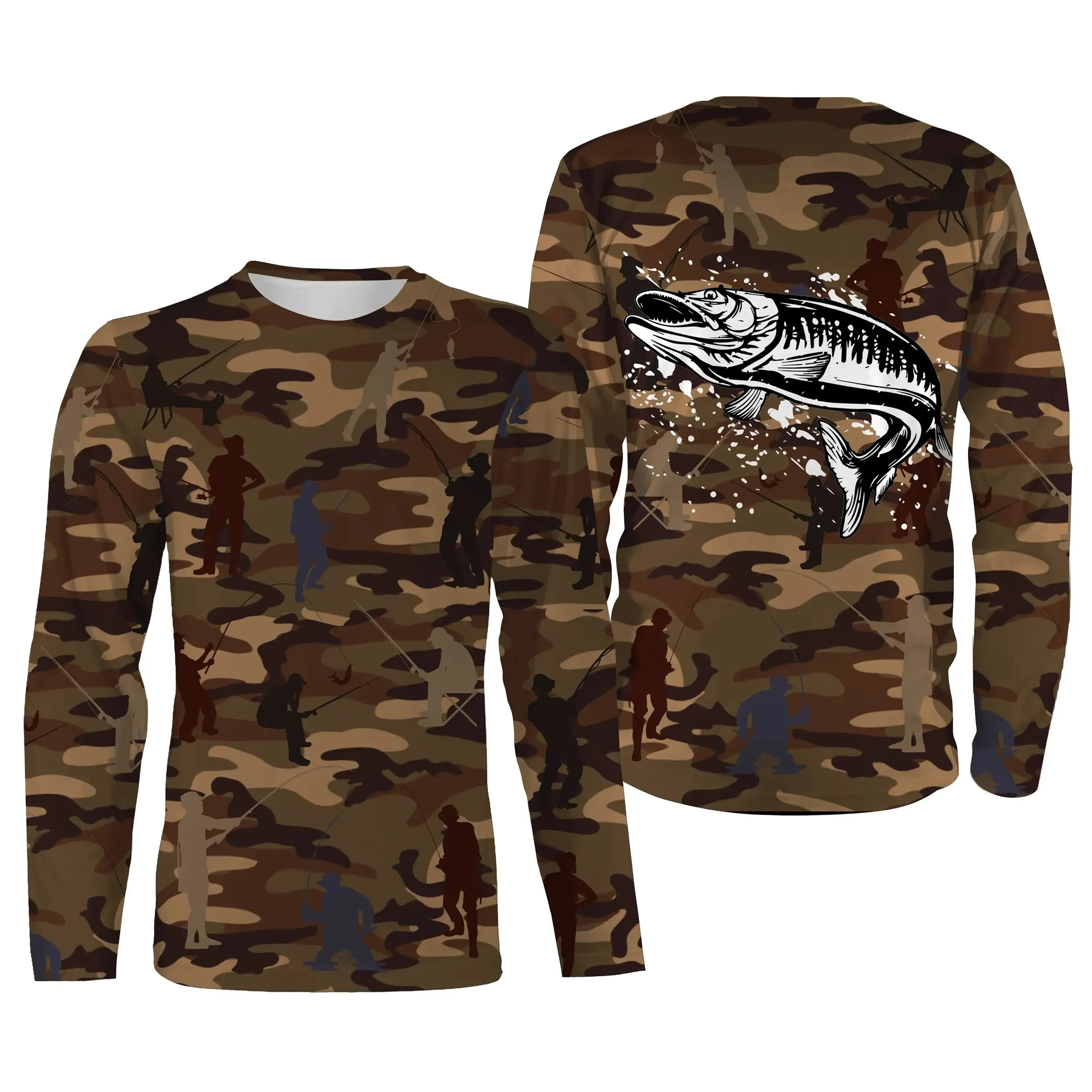 Camouflage de Pêche, Pêche du Brochet, Carnassier, Cadeau Original Pêcheur, Tee shirt All-Over, Shirt Anti-UV - CTS19052226