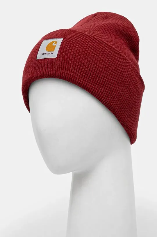 Carhartt WIP beanie Acrylic Watch Hat maroon color I020222.H8XX