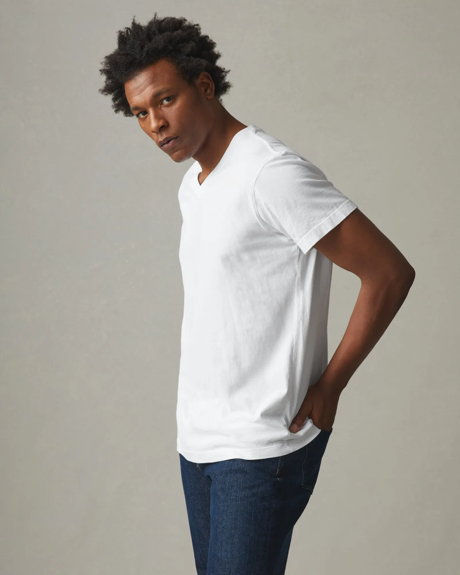 Classic Cotton V-Neck Tee - White