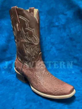 Corral A4418 Mens Shark Embroiery Horseman Toe Boot Honey Brown