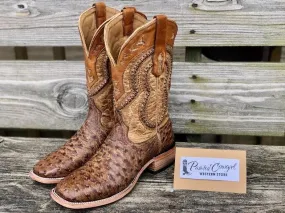 Corral Men's Orix Tan Ostrich Overlay Square Toe Cowboy Boots A4008