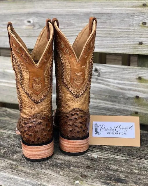 Corral Men's Orix Tan Ostrich Overlay Square Toe Cowboy Boots A4008