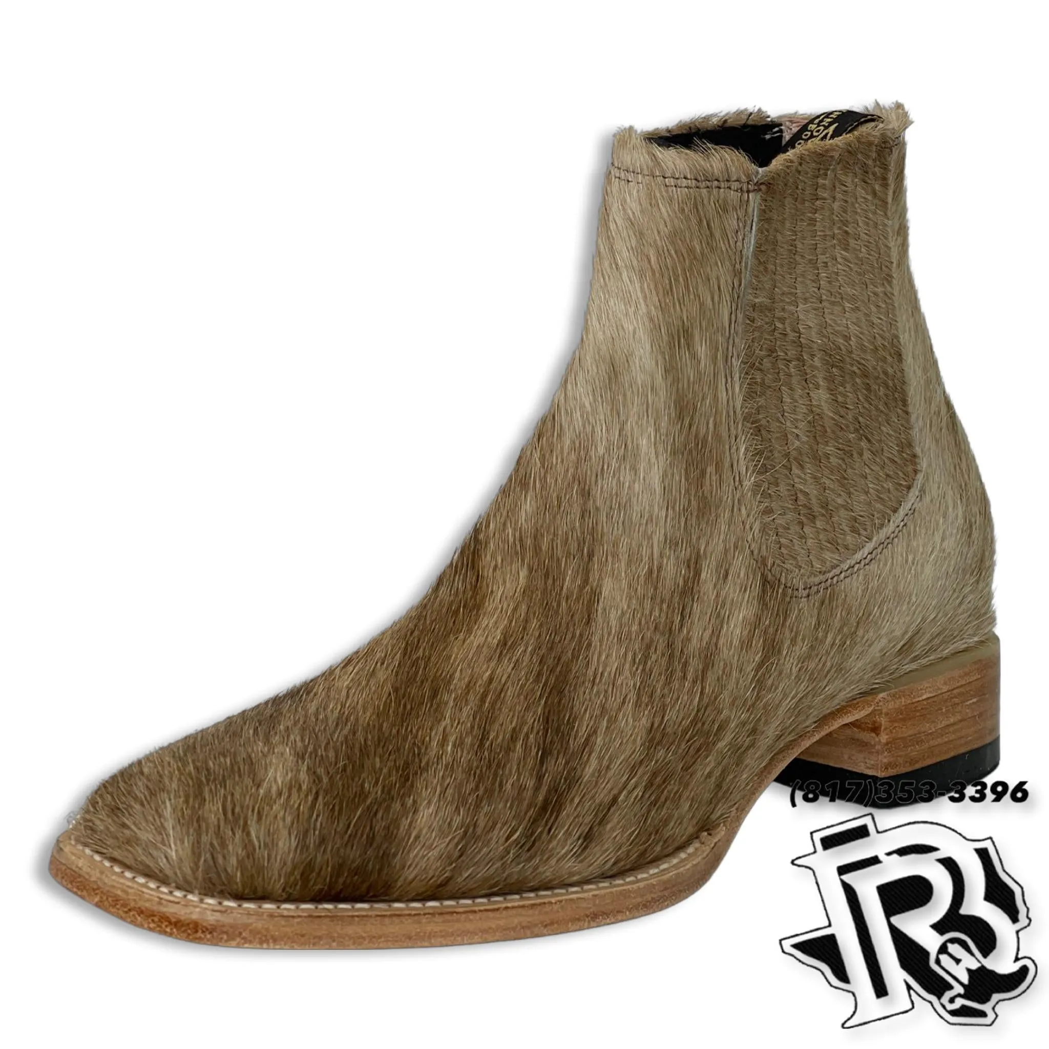 COWHIDE BOTINES (RIDING BOOTS) | LIGHT BROWN MEN SQUARE TOE BOOTS