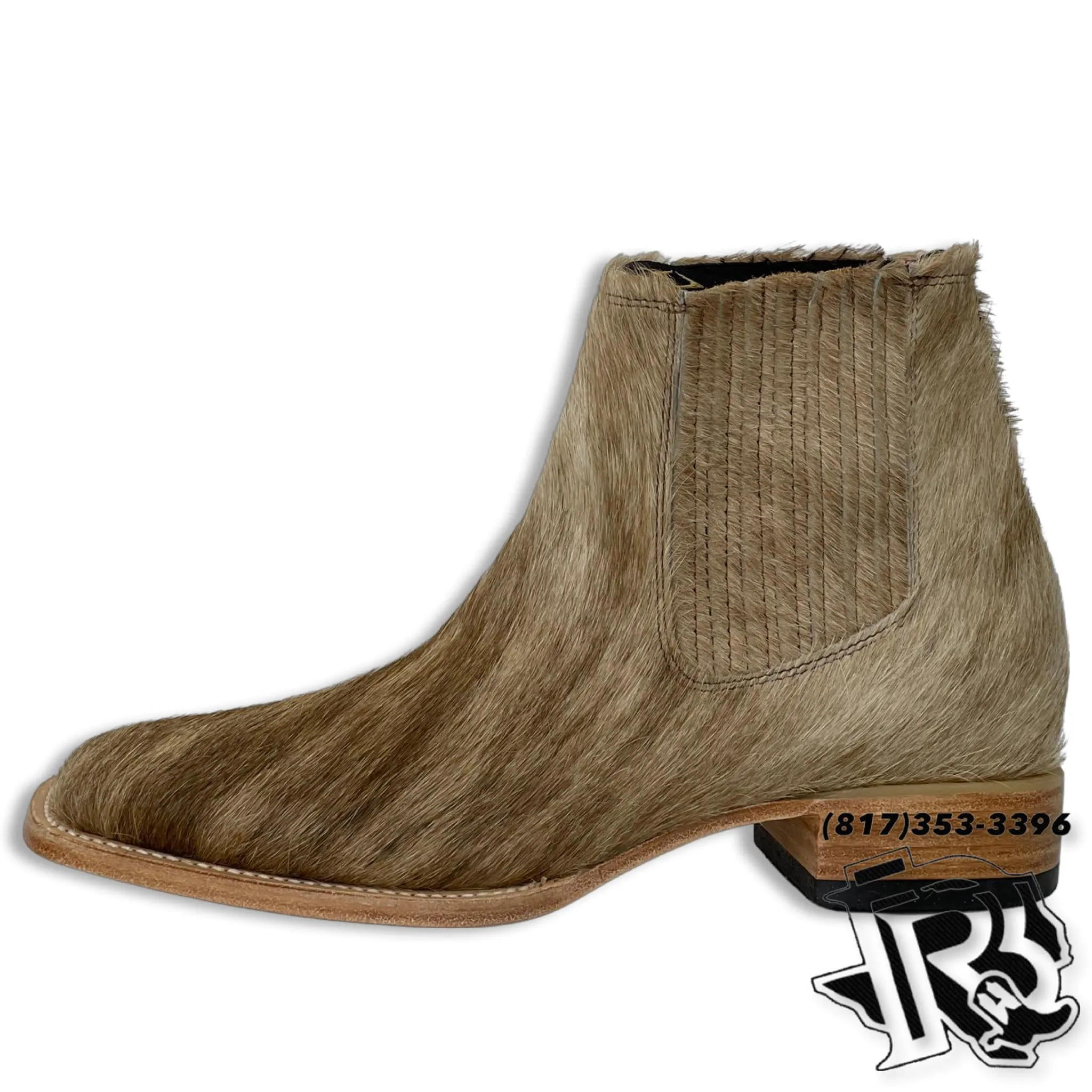 COWHIDE BOTINES (RIDING BOOTS) | LIGHT BROWN MEN SQUARE TOE BOOTS