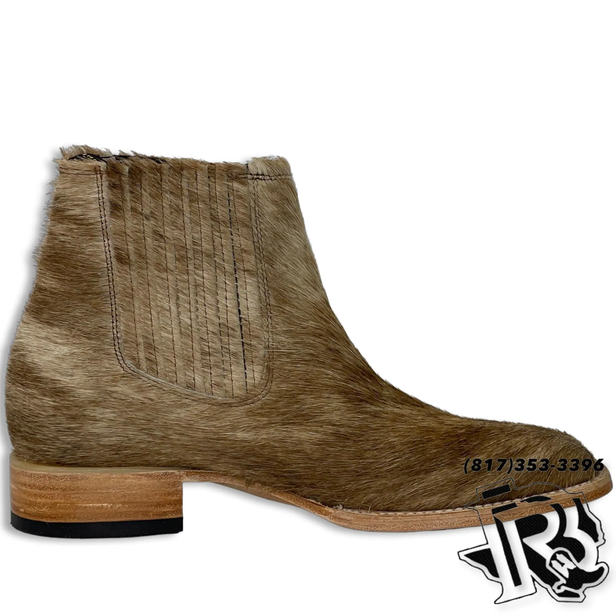 COWHIDE BOTINES (RIDING BOOTS) | LIGHT BROWN MEN SQUARE TOE BOOTS