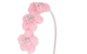 Crystallized Crochet Pink Flower Headband