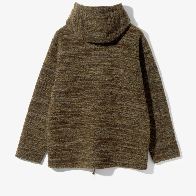 Engineered Garments Long Sleeve Hoody (Brown Poly Wool Melange Knit)