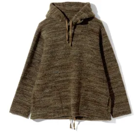 Engineered Garments Long Sleeve Hoody (Brown Poly Wool Melange Knit)