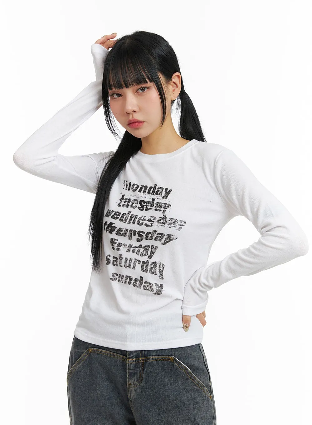 Everyday Graphic Lettering Slim Fit Long Sleeve CJ411