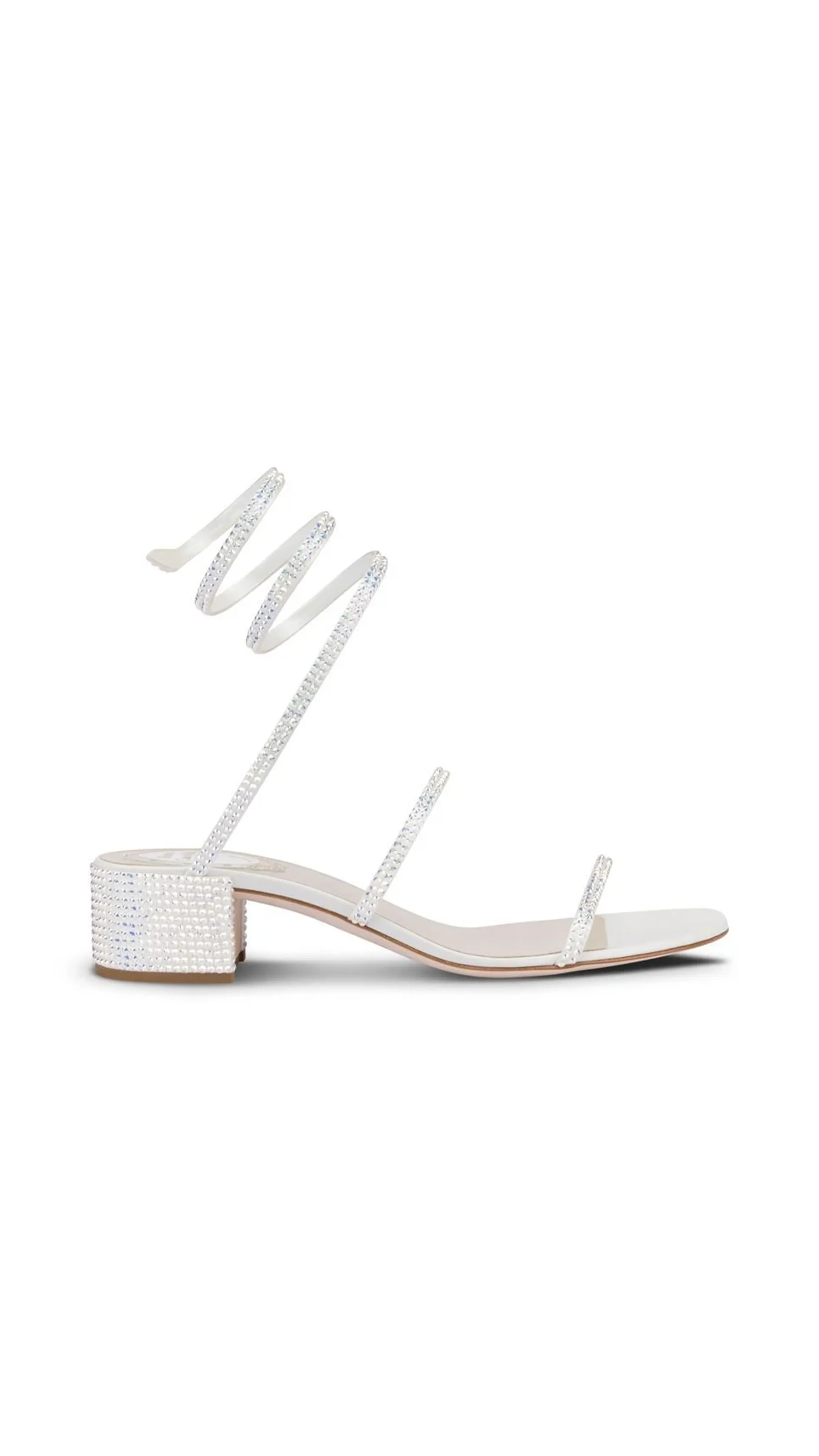 Flat Satin and Crystal Sandal Cleo - White