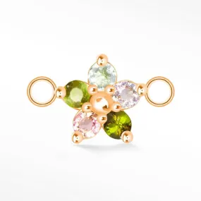 Flower in Multi Tourmaline Natural Gemstone 14K Rose Gold Connectors for Permanent Jewelry