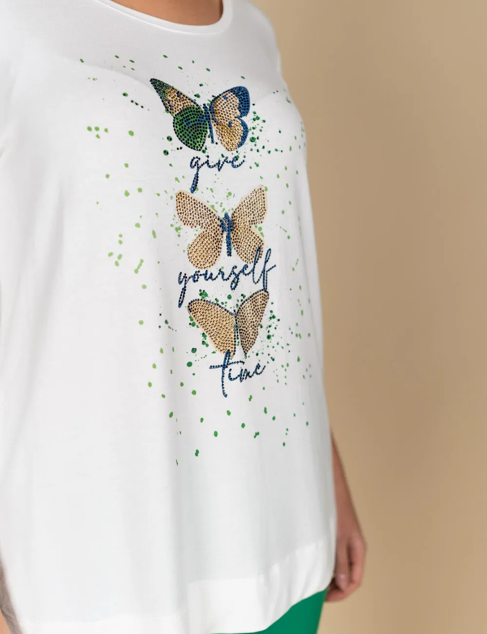 Gaia Life - T-shirt con stampa a farfalle bianco