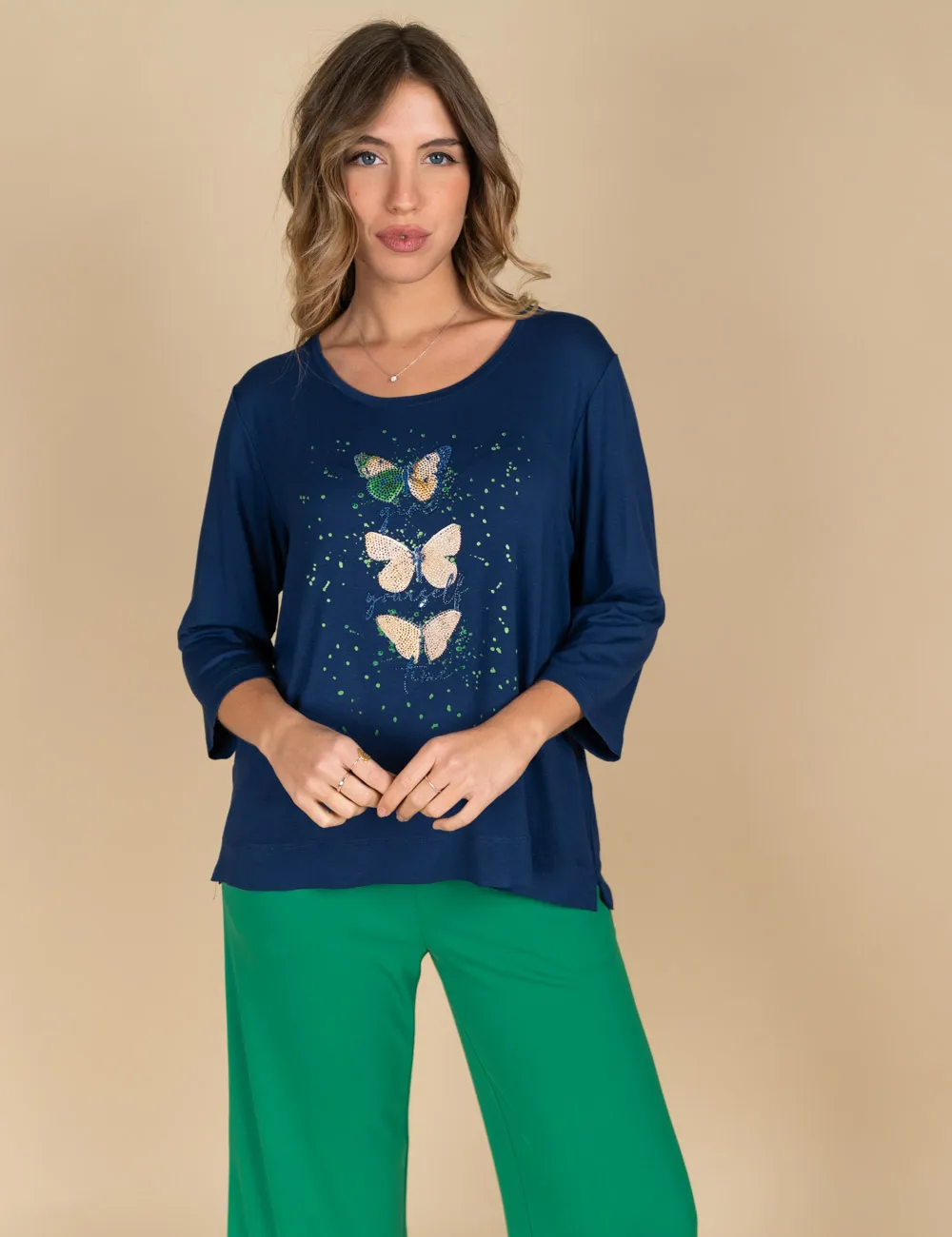 Gaia Life - T-shirt con stampa a farfalle blu