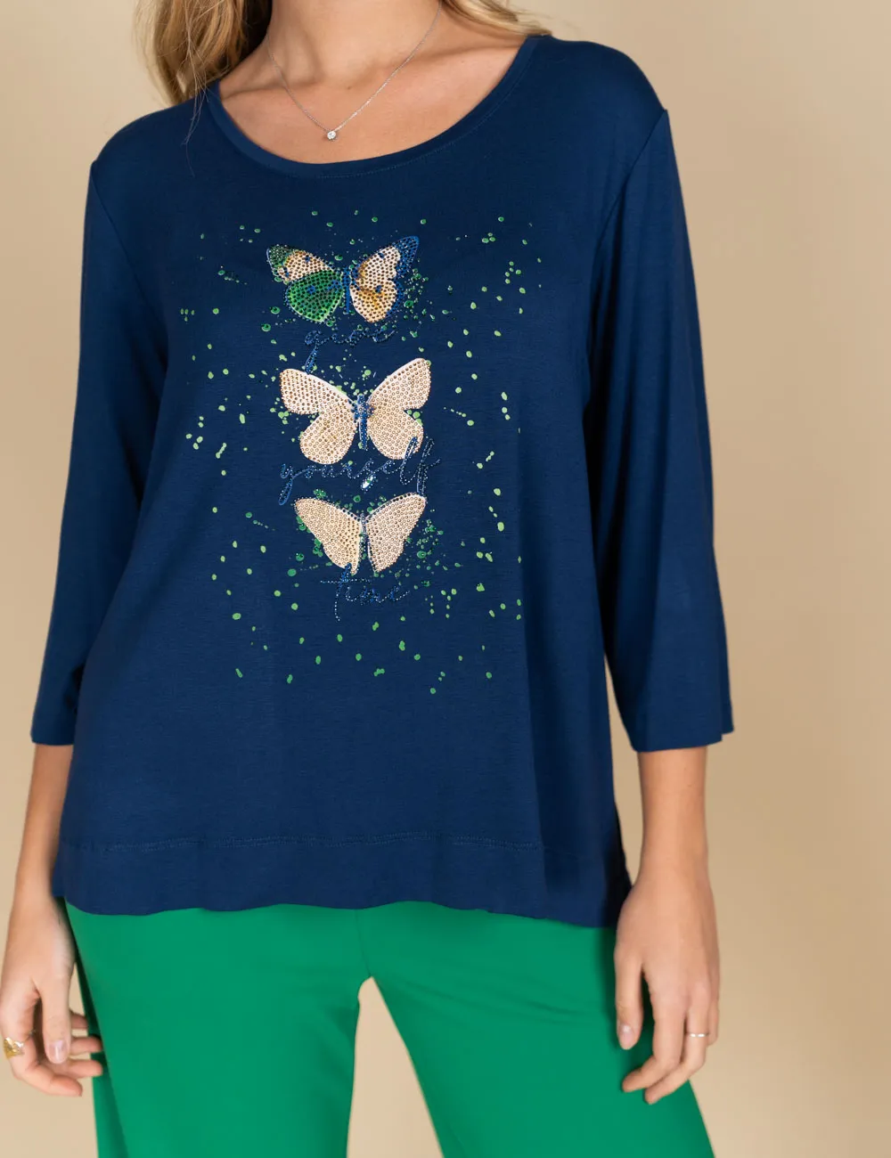 Gaia Life - T-shirt con stampa a farfalle blu