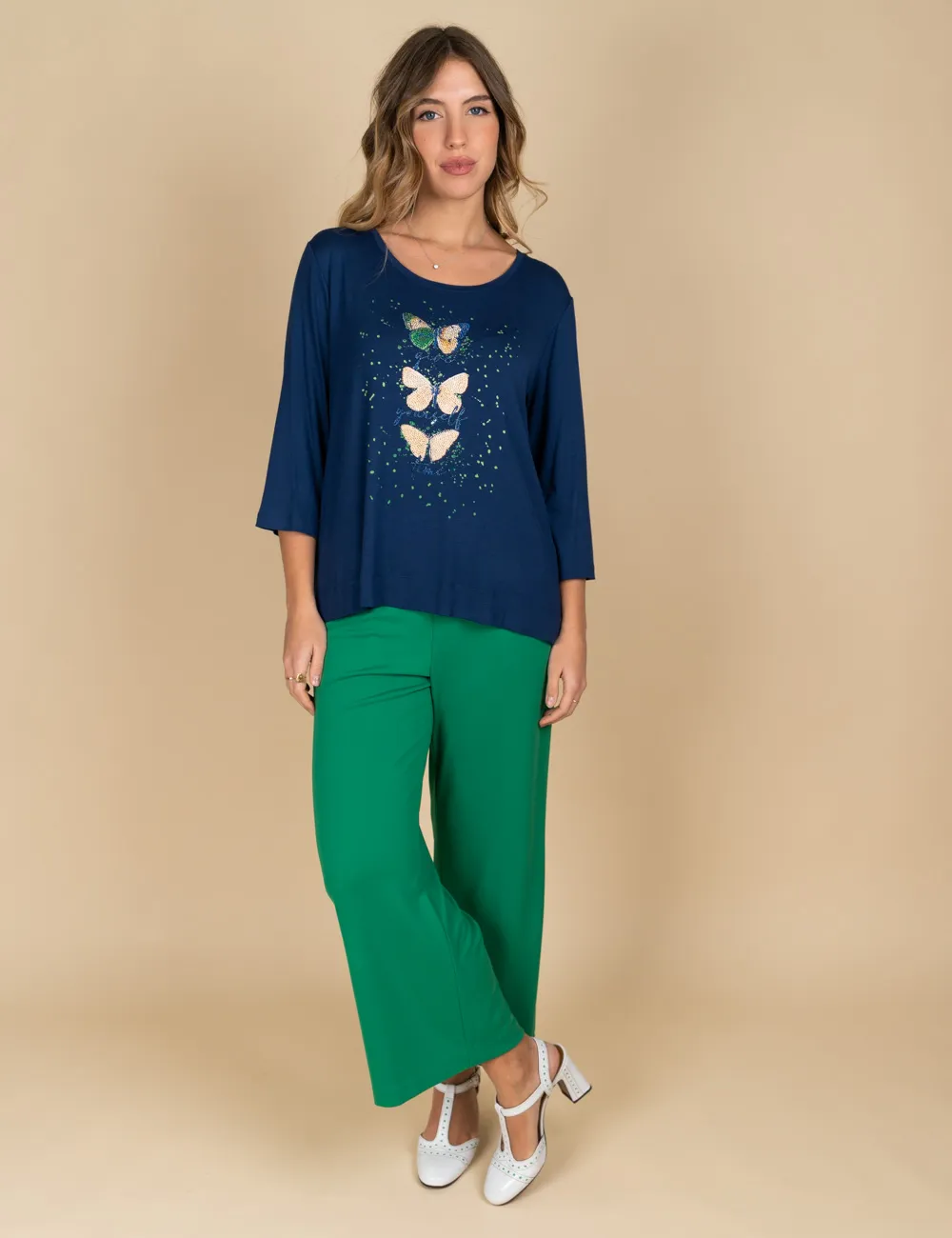 Gaia Life - T-shirt con stampa a farfalle blu