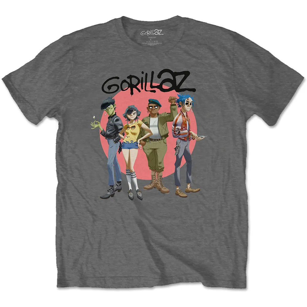 Gorillaz Group Circle Rise Grey T-Shirt