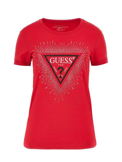 Guess C77004 Lds Ss Cn Star Triangle Tee  Red