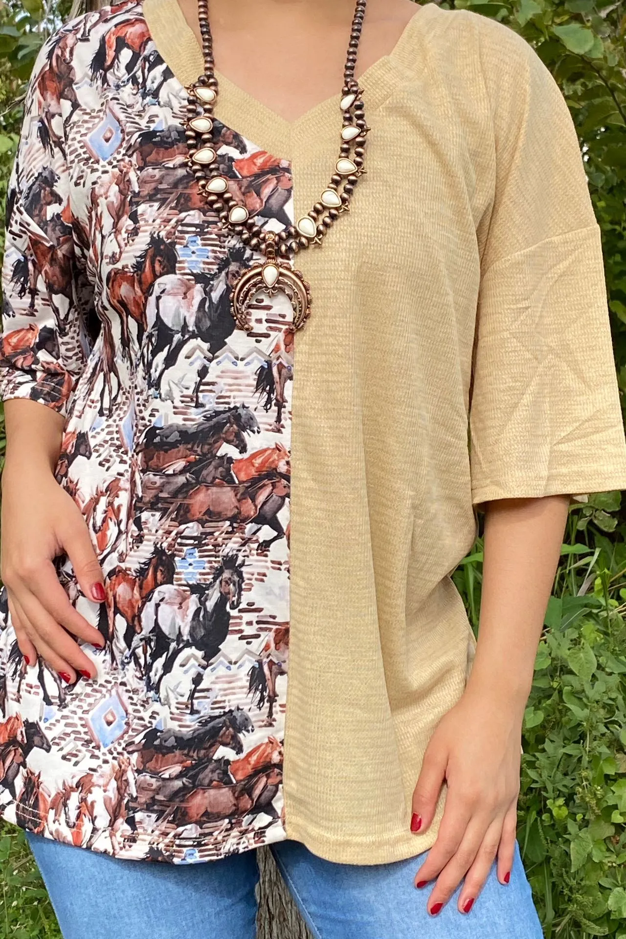 Half Horse printed short sleeve top