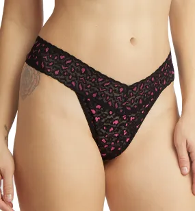 Hanky Panky Cross Dyed Leopard Original Rise Thong (7J1101P) - Black/Tulip Pink