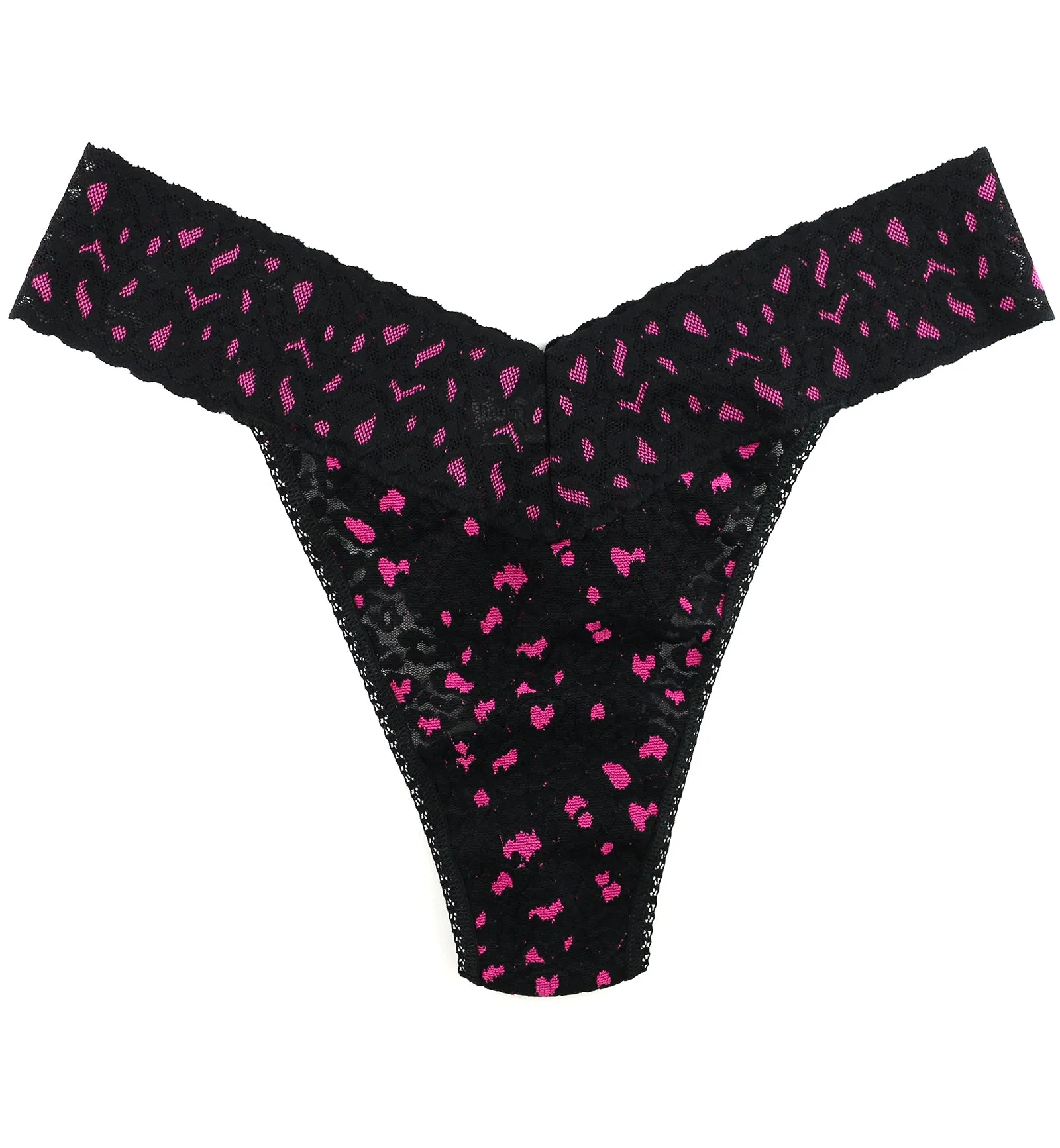 Hanky Panky Cross Dyed Leopard Original Rise Thong (7J1101P) - Black/Tulip Pink