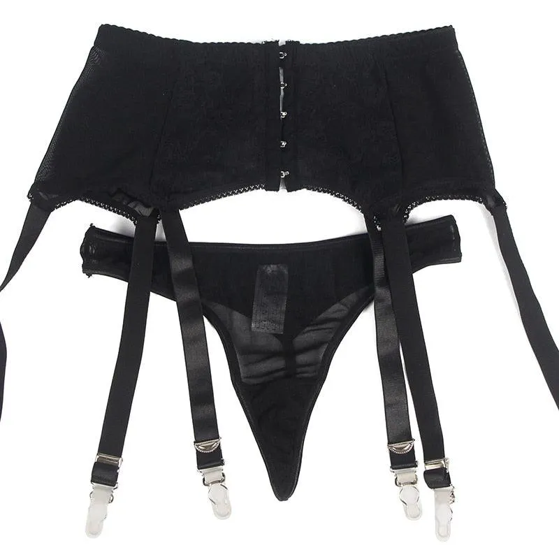 High Waisted Garter Belt 6 Strap Metal Clip for Stockings