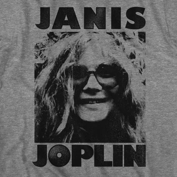 Janis Joplin Face on Heather Grey