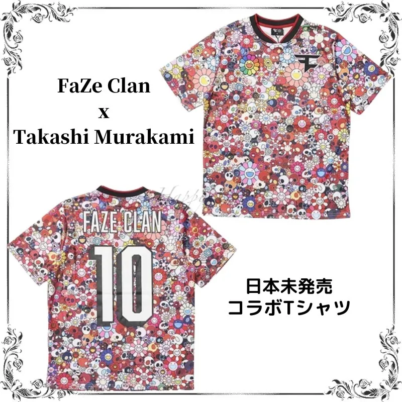 Kaikai Kiki  |Flower Patterns Unisex Street Style V-Neck Collaboration