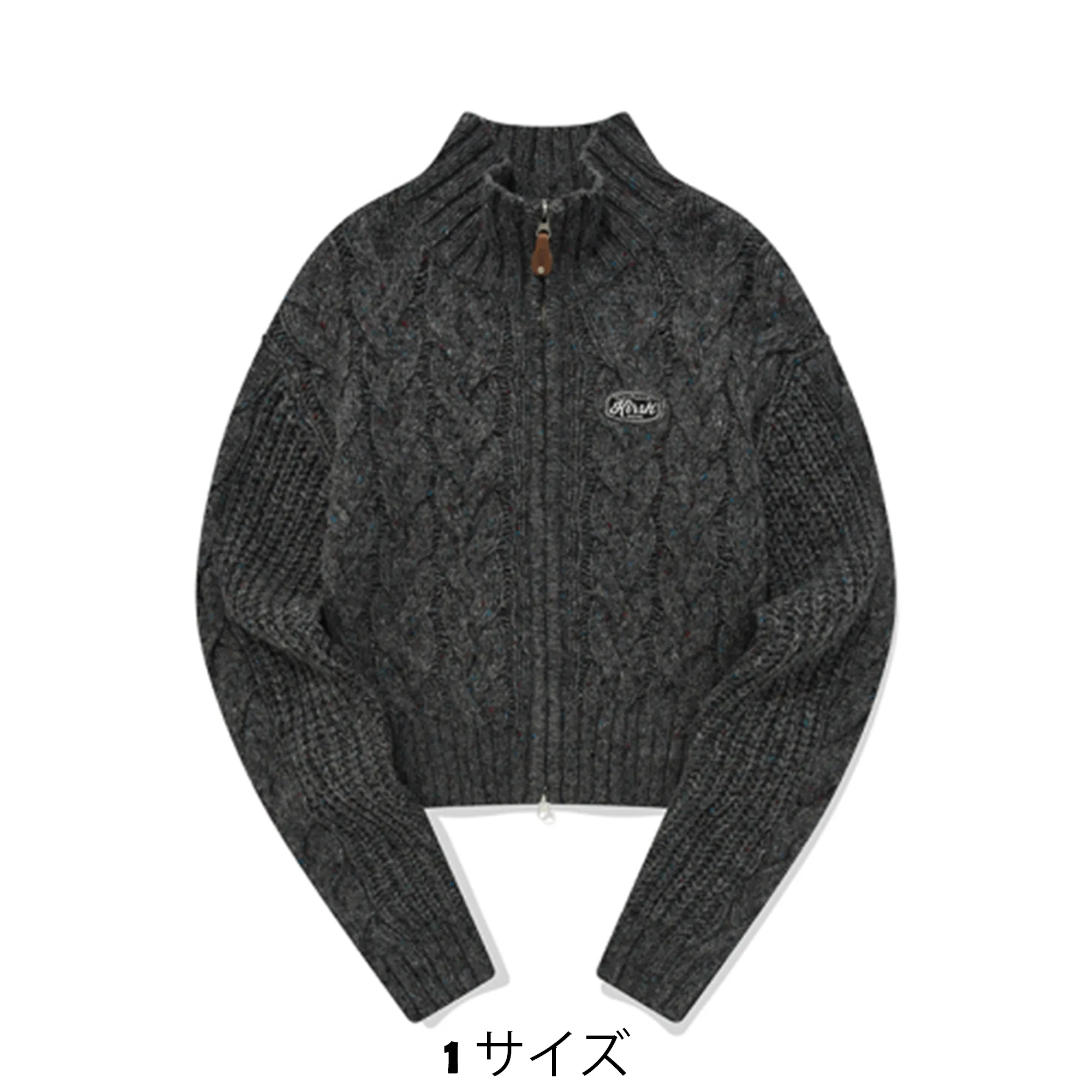 KIRSH  |[ KIRSH ] ★ UNI LOGO WAPPEN CABLE COLLAR KNIT ZIP UP