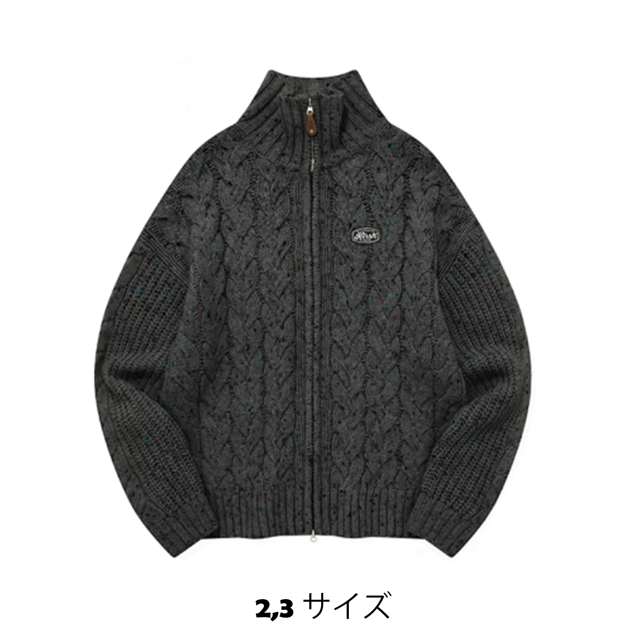 KIRSH  |[ KIRSH ] ★ UNI LOGO WAPPEN CABLE COLLAR KNIT ZIP UP