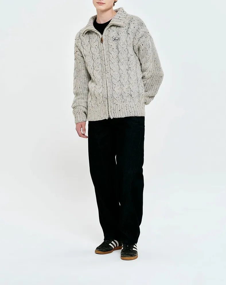 KIRSH  |[ KIRSH ] ★ UNI LOGO WAPPEN CABLE COLLAR KNIT ZIP UP