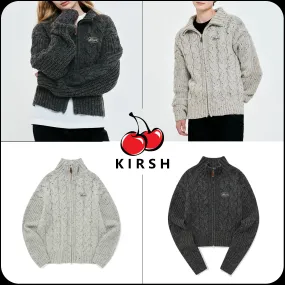 KIRSH  |[ KIRSH ] ★ UNI LOGO WAPPEN CABLE COLLAR KNIT ZIP UP