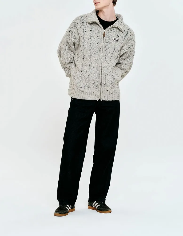 KIRSH  |[ KIRSH ] ★ UNI LOGO WAPPEN CABLE COLLAR KNIT ZIP UP