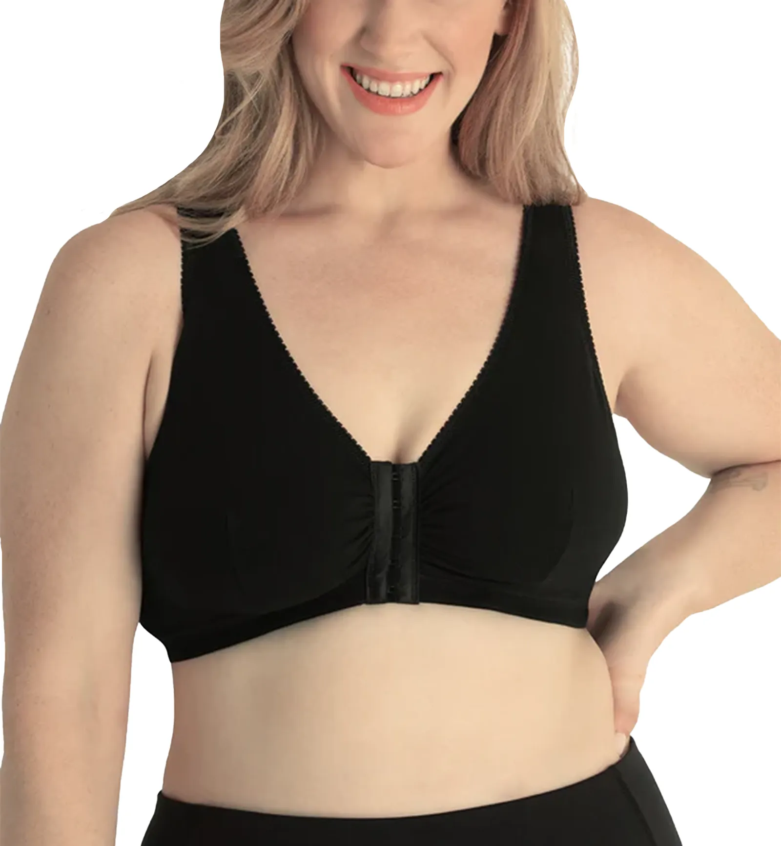 Leading Lady Meryl Cotton Front Closure Bra (110) - Black