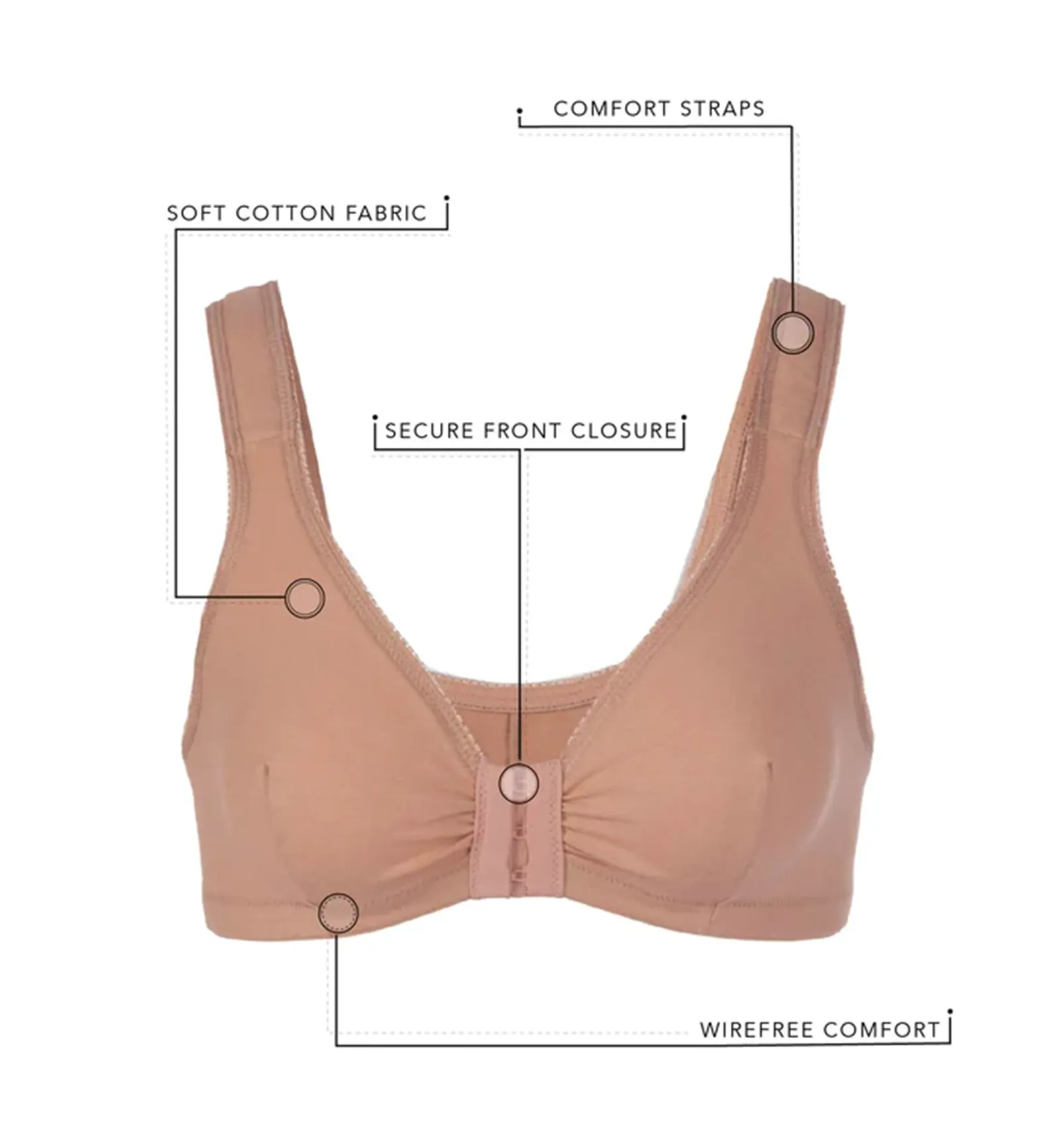 Leading Lady Meryl Cotton Front Closure Bra (110) - Pink