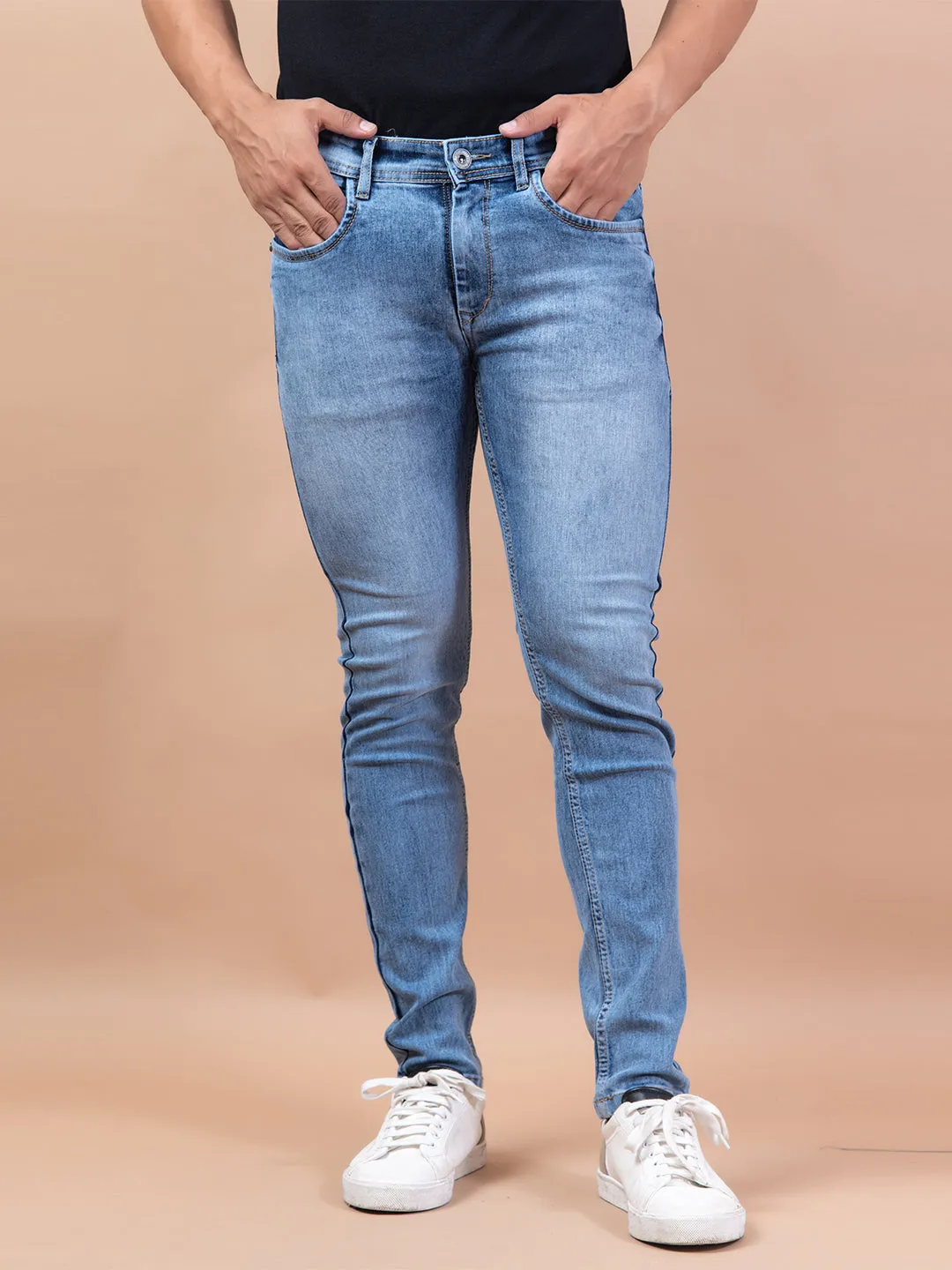 Light Blue Ankle Length Stretchable Men's Jeans