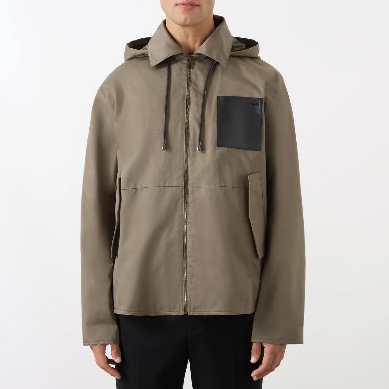 LOEWE Drawstring Hooded Rain Jacket - Khaki Brown