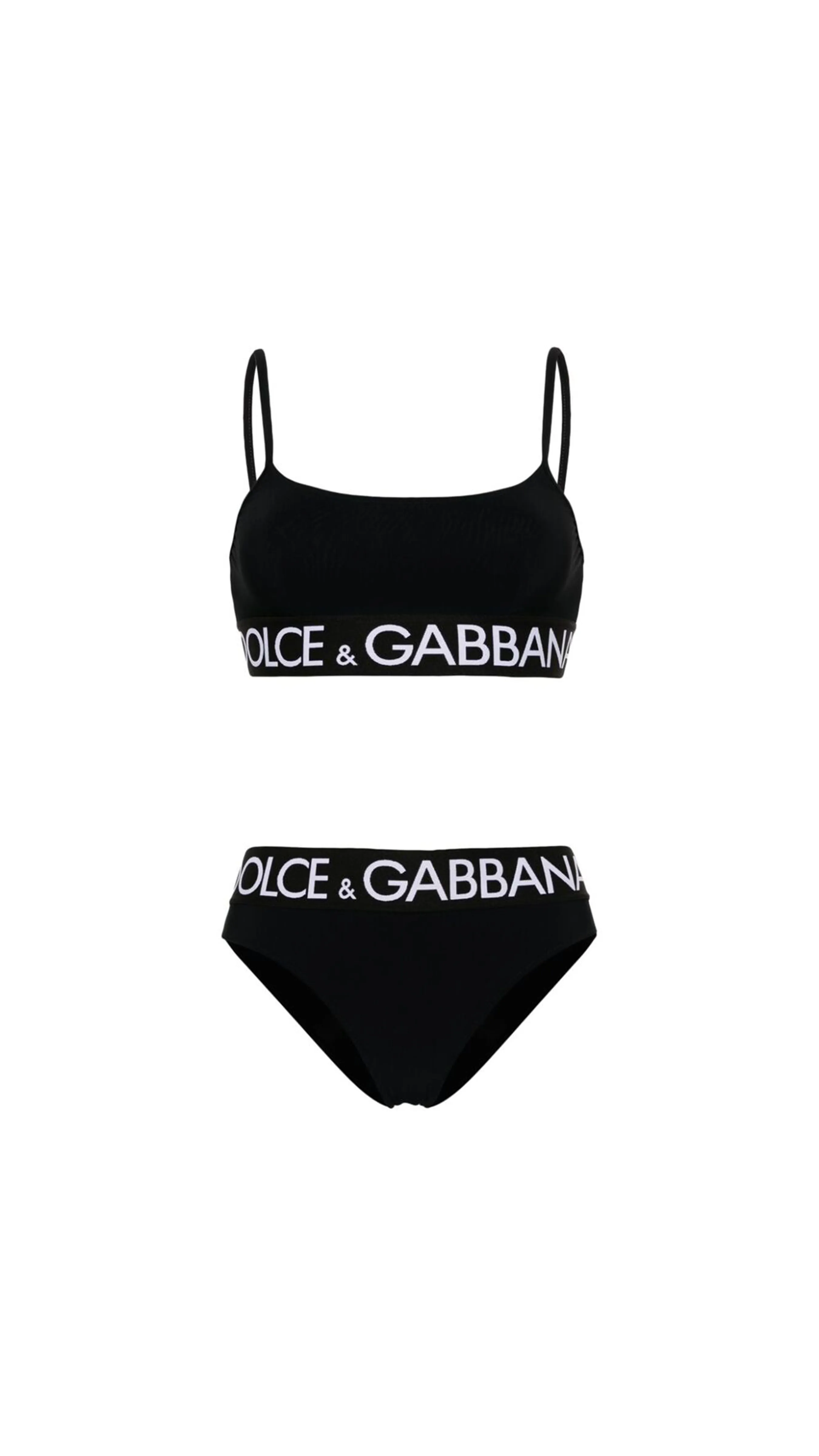 Logo-band Bralette Bikini - Black