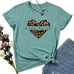 LOOKFACE Women Leopard Graphic Tees Cute Soft Cotton Tops