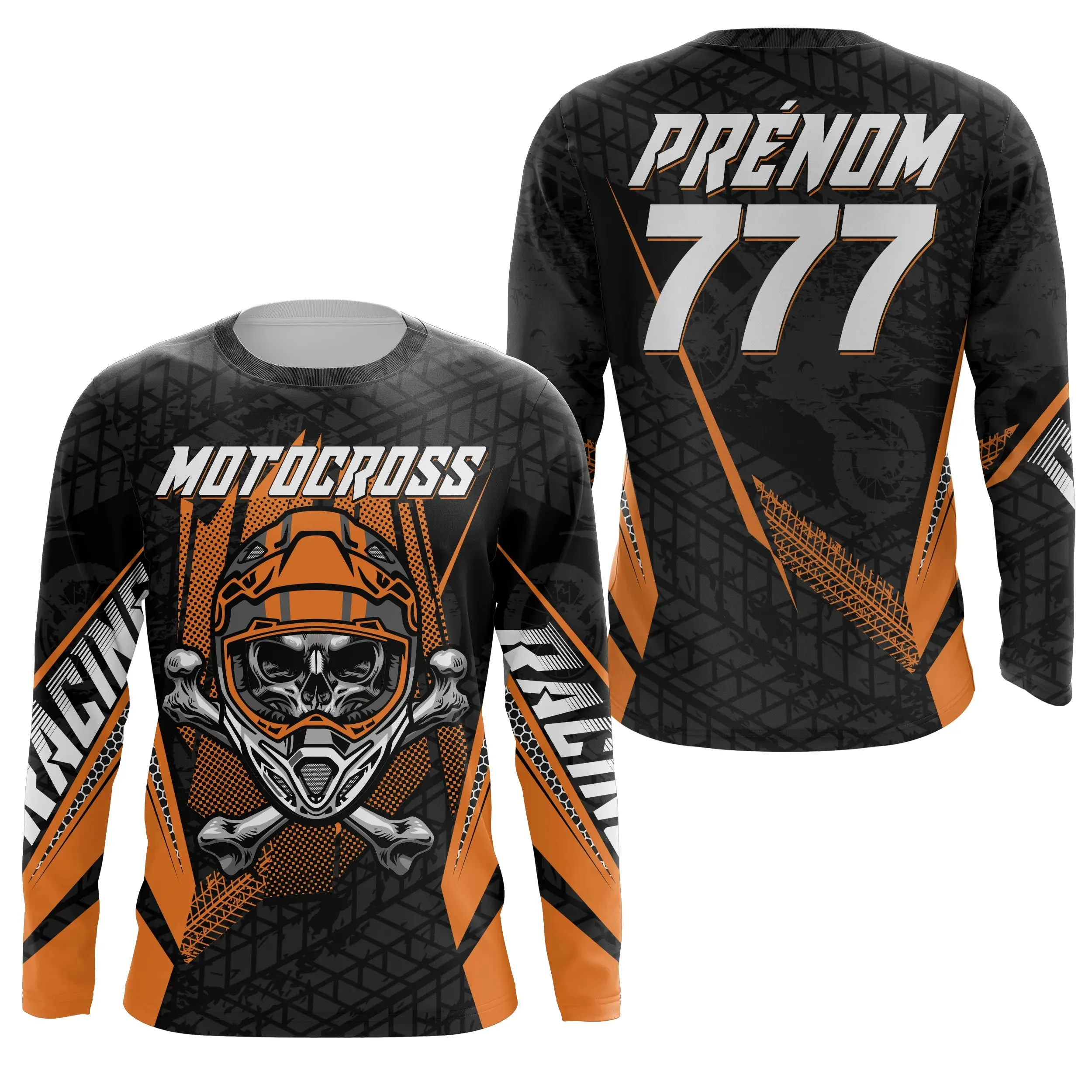 Maillot Cross Protection UV Orange, Cadeau Personnalisé Pilote Moto Cross, T-shirt Moto - CT20122230