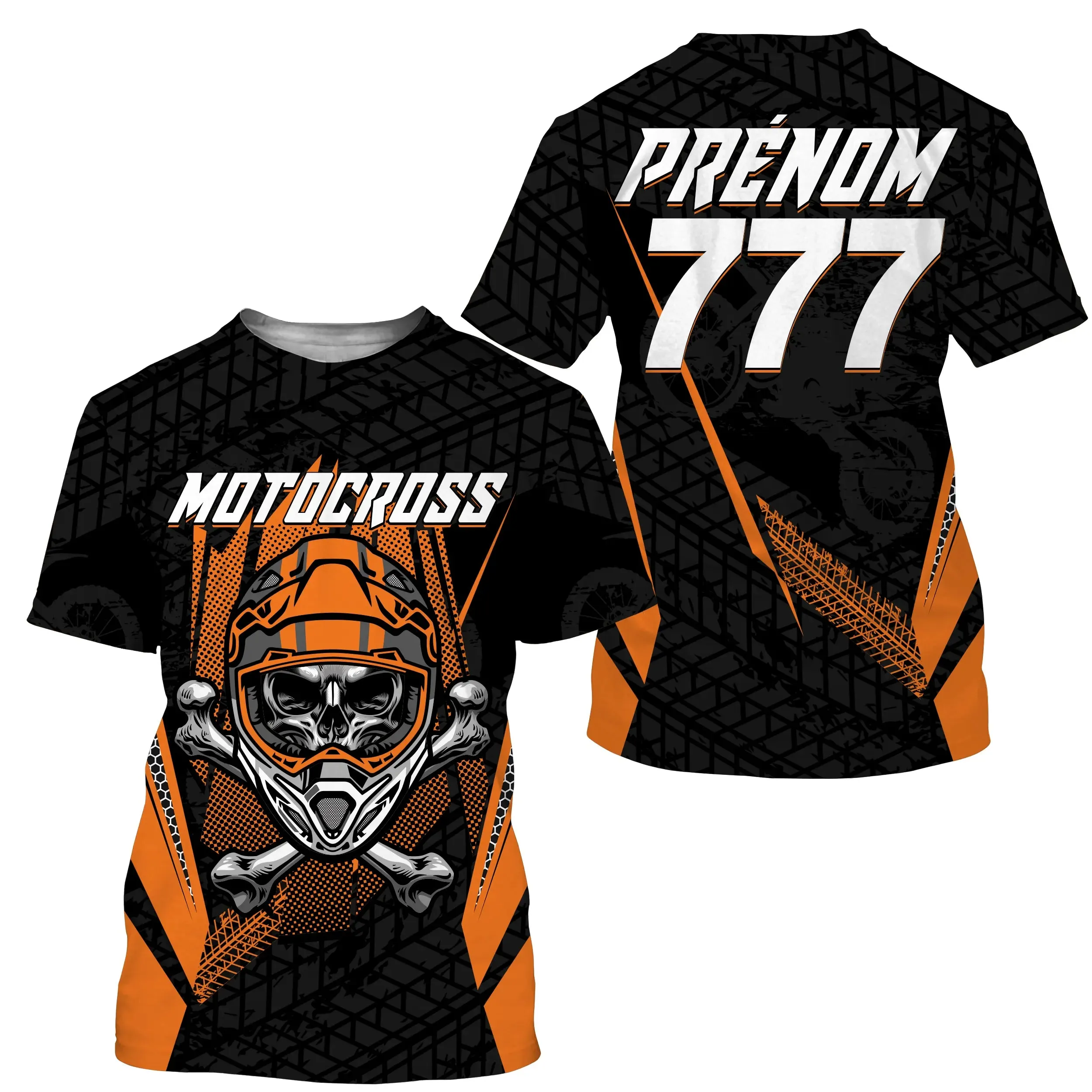 Maillot Cross Protection UV Orange, Cadeau Personnalisé Pilote Moto Cross, T-shirt Moto - CT20122230