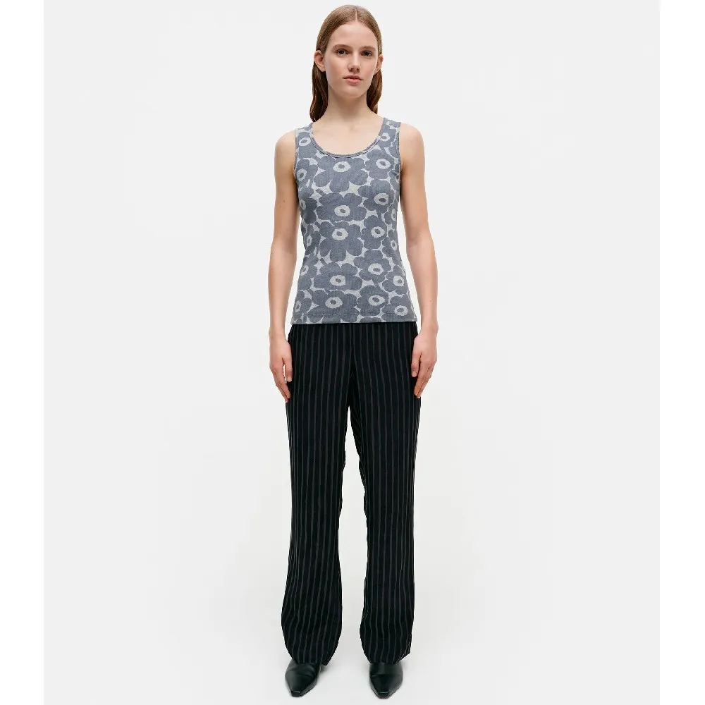 marimekko  |Crew Neck Flower Patterns Rib Plain Cotton Medium