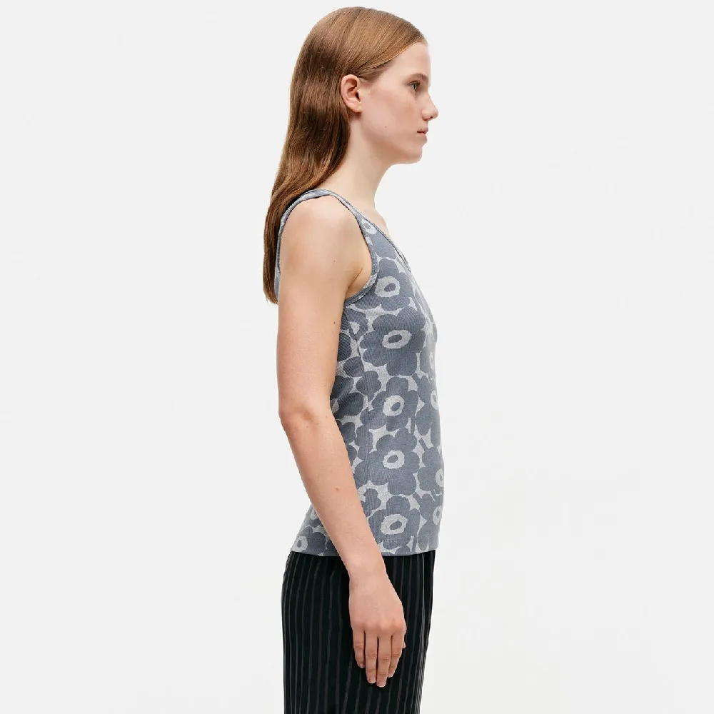 marimekko  |Crew Neck Flower Patterns Rib Plain Cotton Medium